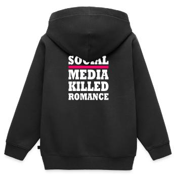 social media killed romance - Sweat Premium à capuche zippé enfant bio - noir - Dos - AI Model Kid Male (0cm)