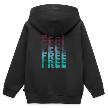 Feel Free Fühl dich Frei Lebensgefühl Spruch - Kinder Premium Organic Zip Hoodie - Schwarz - Hinten - AI Model Kid Male (0cm)