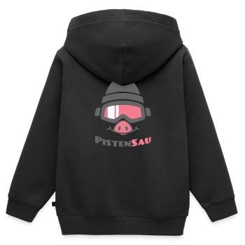 PistenSau (Rüssel-Edition) - Kinder Premium Organic Zip Hoodie - Schwarz - Hinten - AI Model Kid Male (0cm)