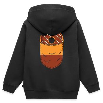 Donut Lover Gift Chest Bag Beignets - Sweat Premium à capuche zippé enfant bio - noir - Dos - AI Model Kid Male (0cm)