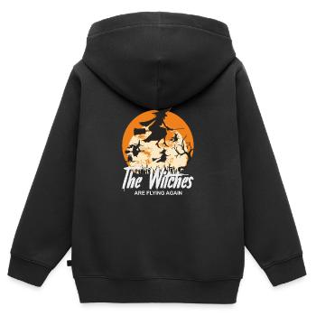 Halloween Les sorcières volent à nouveau - Sweat Premium à capuche zippé enfant bio - noir - Dos - AI Model Kid Male (0cm)
