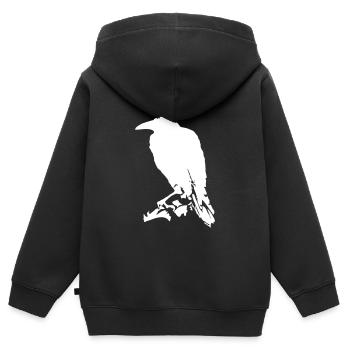 Raven / Raven (1c) - Kids Premium Organic Zip-up Hoodie - black - Back - AI Model Kid Male (0cm)