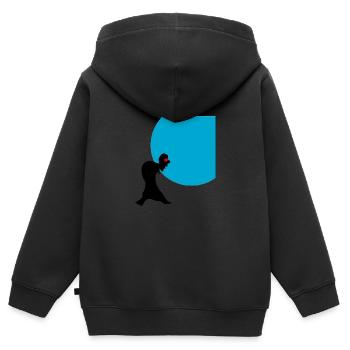 Der Beobachter - Kinder Premium Organic Zip Hoodie - Schwarz - Hinten - AI Model Kid Male (0cm)