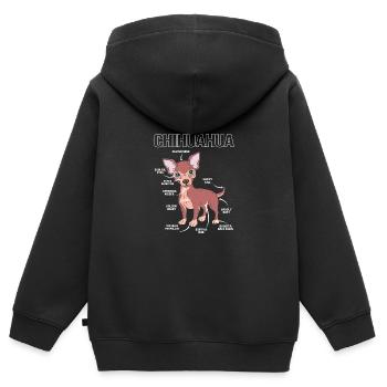 Anatomie du chihuahua - Sweat Premium à capuche zippé enfant bio - noir - Dos - AI Model Kid Male (0cm)