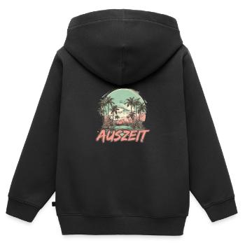 Auszeit Urlaub Strand - Kinder Premium Organic Zip Hoodie - Schwarz - Hinten - AI Model Kid Male (0cm)