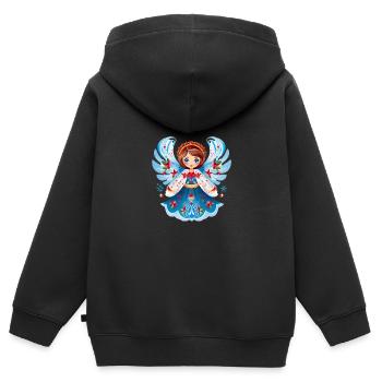 Russische Tradition Weihnachten - Kinder Premium Organic Zip Hoodie - Schwarz - Hinten - AI Model Kid Male (0cm)