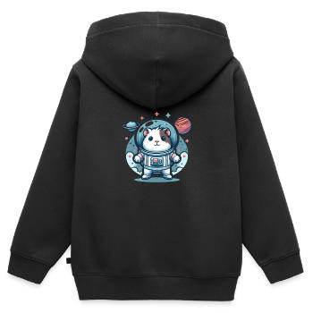 Meerschweinchen Schwerelosigkeit Astronaut - Kinder Premium Organic Zip Hoodie - Schwarz - Hinten - AI Model Kid Male (0cm)