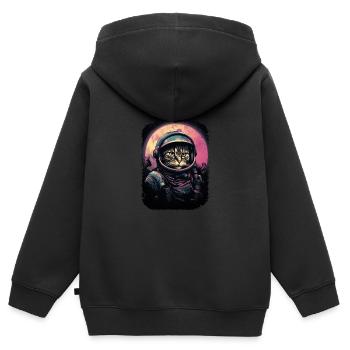 Katze Schwerelosigkeit Astronaut für einen Katzen - Kinder Premium Organic Zip Hoodie - Schwarz - Hinten - AI Model Kid Male (0cm)