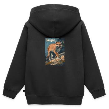 Vintage Wild Berglöwe - Kinder Premium Organic Zip Hoodie - Schwarz - Hinten - AI Model Kid Male (0cm)