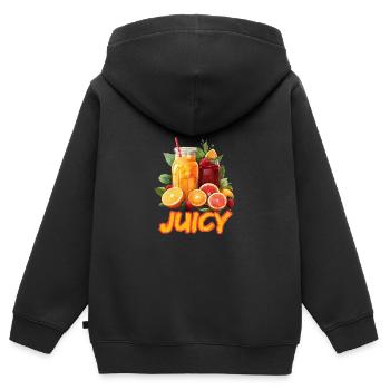 Frische Zitrusfrüchte Saftige Sommerfrüchte - Kinder Premium Organic Zip Hoodie - Schwarz - Hinten - AI Model Kid Male (0cm)