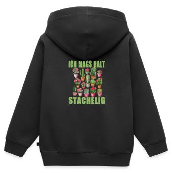 Ich mags halt stachelig - Kinder Premium Organic Zip Hoodie - Schwarz - Hinten - AI Model Kid Male (0cm)
