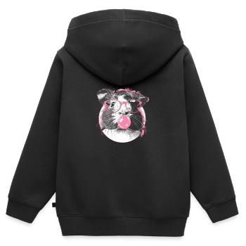 Meerschweinchen mit Sonnenbrille Bubblegum - Kinder Premium Organic Zip Hoodie - Schwarz - Hinten - AI Model Kid Male (0cm)