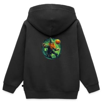 Leprechaun Basketball Irish Irland - Kinder Premium Organic Zip Hoodie - Schwarz - Hinten - AI Model Kid Male (0cm)