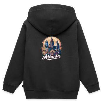 Atlanta Skyline Sonnenuntergang Stadtbild - Kinder Premium Organic Zip Hoodie - Schwarz - Hinten - AI Model Kid Male (0cm)