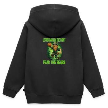 Leprechaun Bart Basketball für einen - Kinder Premium Organic Zip Hoodie - Schwarz - Hinten - AI Model Kid Male (0cm)