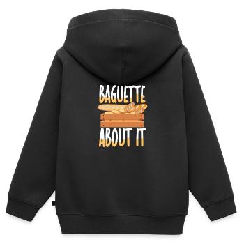Baguette About It - Kinder Premium Organic Zip Hoodie - Schwarz - Hinten - AI Model Kid Male (0cm)