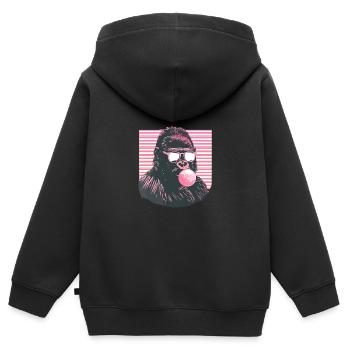 Gorilla mit Sonnenbrille Bubblegum für einen - Kinder Premium Organic Zip Hoodie - Schwarz - Hinten - AI Model Kid Male (0cm)