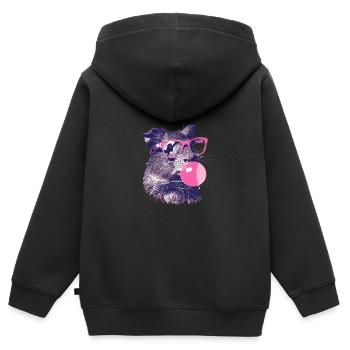 Meerschweinchen mit Sonnenbrille Bubblegum - Kinder Premium Organic Zip Hoodie - Schwarz - Hinten - AI Model Kid Male (0cm)
