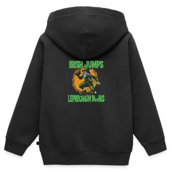 Irish Jumps Leprechaun Basketball - Kinder Premium Organic Zip Hoodie - Schwarz - Hinten - AI Model Kid Male (0cm)