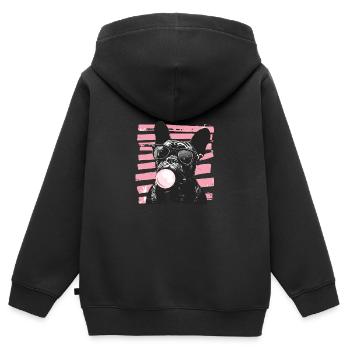 Französische Bulldogge Kaugummi Blase - Kinder Premium Organic Zip Hoodie - Schwarz - Hinten - AI Model Kid Male (0cm)
