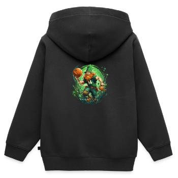 Leprechaun Basketball Irish Irland - Kinder Premium Organic Zip Hoodie - Schwarz - Hinten - AI Model Kid Male (0cm)
