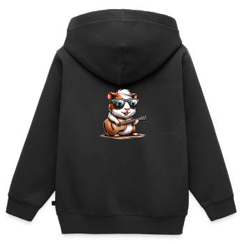 Coole Sonnenbrille Meerschweinchen spielt Gitarre - Kinder Premium Organic Zip Hoodie - Schwarz - Hinten - AI Model Kid Male (0cm)
