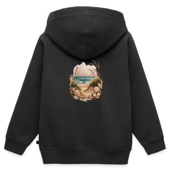 Muschel Strand Szene Serene Ozean Landschaft - Kinder Premium Organic Zip Hoodie - Schwarz - Hinten - AI Model Kid Male (0cm)