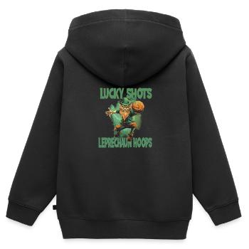 Leprechaun Basketball Irish Irland - Kinder Premium Organic Zip Hoodie - Schwarz - Hinten - AI Model Kid Male (0cm)