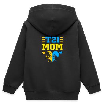 Down Syndrom - Kinder Premium Organic Zip Hoodie - Schwarz - Hinten - AI Model Kid Male (0cm)