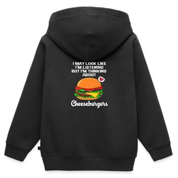 Cheeseburger Burger - Kinder Premium Organic Zip Hoodie - Schwarz - Hinten - AI Model Kid Male (0cm)