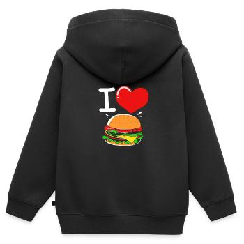 Cheeseburger Burger - Kinder Premium Organic Zip Hoodie - Schwarz - Hinten - AI Model Kid Male (0cm)
