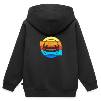 Cheeseburger Burger - Kinder Premium Organic Zip Hoodie - Schwarz - Hinten - AI Model Kid Male (0cm)