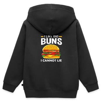 Cheeseburger - Sweat Premium à capuche zippé enfant bio - noir - Dos - AI Model Kid Male (0cm)