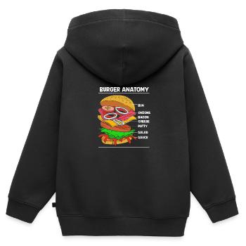 Anatomie du cheeseburger - Sweat Premium à capuche zippé enfant bio - noir - Dos - AI Model Kid Male (0cm)