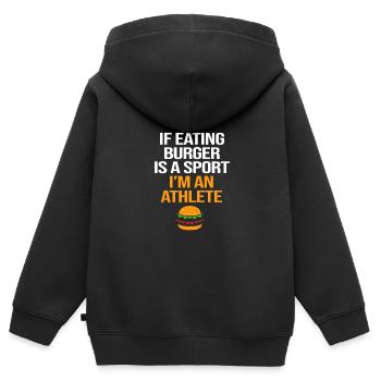 Cheeseburger - Sweat Premium à capuche zippé enfant bio - noir - Dos - AI Model Kid Male (0cm)