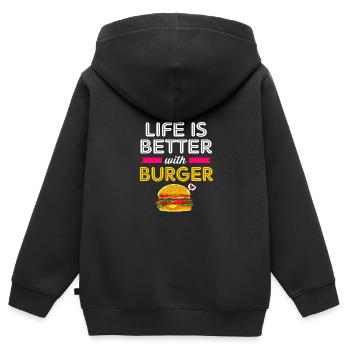Cheeseburger - Sweat Premium à capuche zippé enfant bio - noir - Dos - AI Model Kid Male (0cm)
