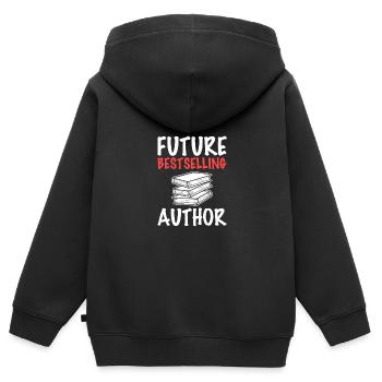 Autor - Kinder Premium Organic Zip Hoodie - Schwarz - Hinten - AI Model Kid Male (0cm)