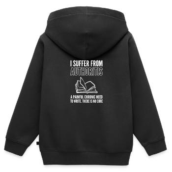 Autor - Kinder Premium Organic Zip Hoodie - Schwarz - Hinten - AI Model Kid Male (0cm)