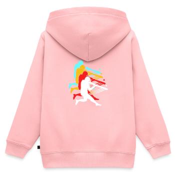 Base-ball - Sweat Premium à capuche zippé enfant bio - rose - Dos - AI Model Kid Female (0cm)