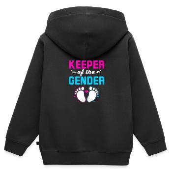 Gender Reveal Babyshower - Kinder Premium Organic Zip Hoodie - Schwarz - Hinten - AI Model Kid Male (0cm)