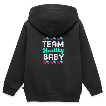 Gender Reveal - Kinder Premium Organic Zip Hoodie - Schwarz - Hinten - AI Model Kid Male (0cm)