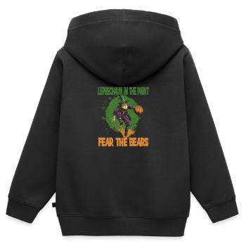 Leprechaun Bart Basketball für einen - Kinder Premium Organic Zip Hoodie - Schwarz - Hinten - AI Model Kid Male (0cm)