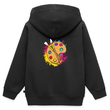 Maler - Kinder Premium Organic Zip Hoodie - Schwarz - Hinten - AI Model Kid Male (0cm)