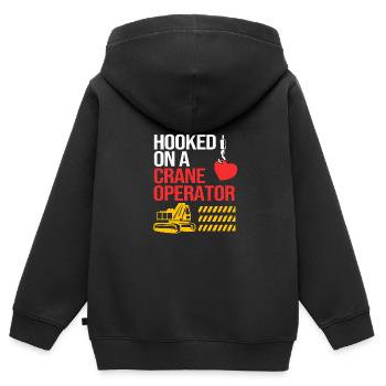 Grue de chantier de chantier de chantier de construction - Sweat Premium à capuche zippé enfant bio - noir - Dos - AI Model Kid Male (0cm)