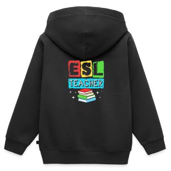 Professeur d’anglais Professeur d’anglais - Sweat Premium à capuche zippé enfant bio - noir - Dos - AI Model Kid Male (0cm)