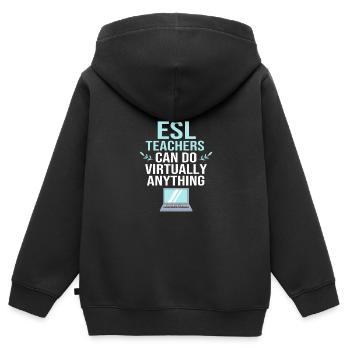 Professeur d’anglais Professeur d’anglais - Sweat Premium à capuche zippé enfant bio - noir - Dos - AI Model Kid Male (0cm)