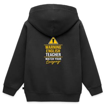 Professeur d’anglais Professeur d’anglais - Sweat Premium à capuche zippé enfant bio - noir - Dos - AI Model Kid Male (0cm)