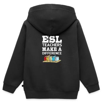 Professeur d’anglais Professeur d’anglais - Sweat Premium à capuche zippé enfant bio - noir - Dos - AI Model Kid Male (0cm)