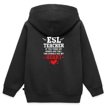 Professeur d’anglais Professeur d’anglais - Sweat Premium à capuche zippé enfant bio - noir - Dos - AI Model Kid Male (0cm)