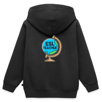 Professeur d’anglais Professeur d’anglais - Sweat Premium à capuche zippé enfant bio - noir - Dos - AI Model Kid Male (0cm)